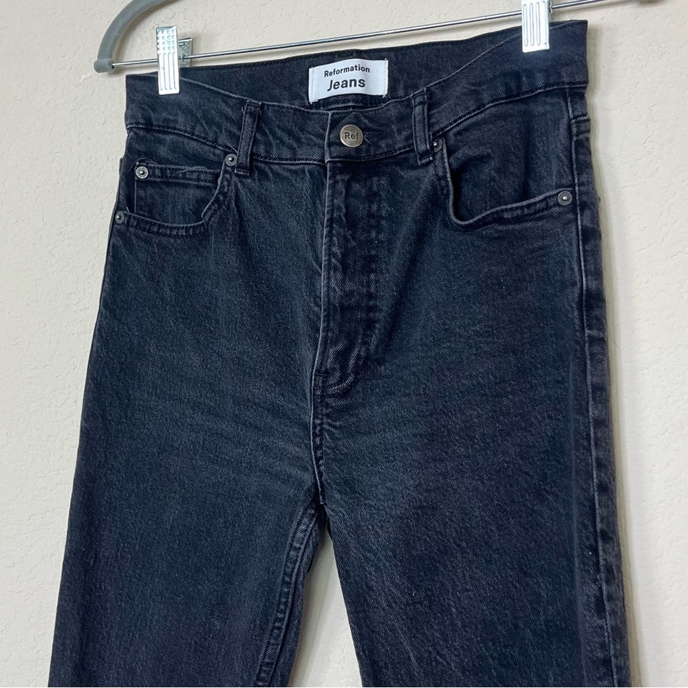 Reformation High‎ Rise Slim Leg Washed Black Jean - Picture 4 of 11